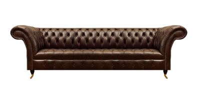 Chesterfield Brauner Leder Viersitzer Designer Wohnzimmer Ledercouch