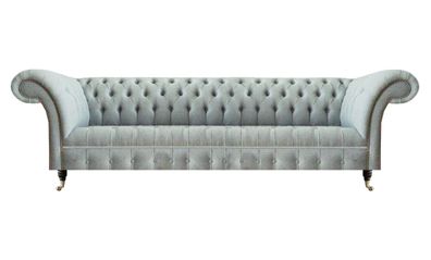 Hellgrauer Chesterfield Viersitzer Moderne Edle Wohnzimmer Sitzmöbel