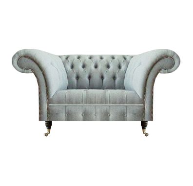 Wohnzimmer Chesterfield Hellgrauer Zweisitzer Designer Polster Möbel