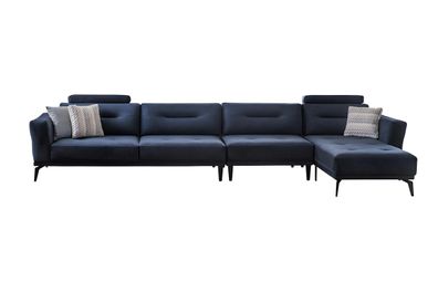 Massive Wohnzimmer L-Form Dunkelblau Ecksofa Modern Luxus Design