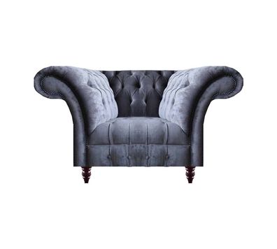 Hellgrauer Chesterfield Einsitzer Wohnzimmer Lehnsessel Moderne Möbel