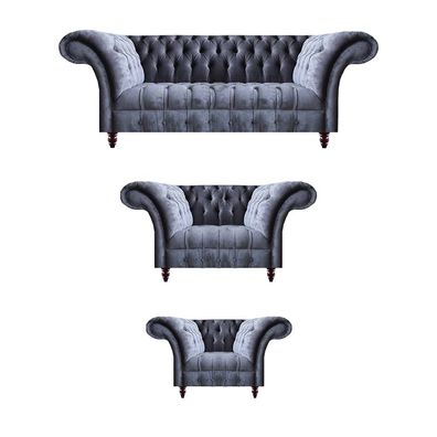 Schicke Graue Polstersofas Chesterfield Textilmöbel Wohnzimmer Einrichtung