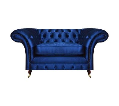 Blau Sessel Modern Chesterfield Sitzmöbel Luxus Wohnzimmer Einrichtung