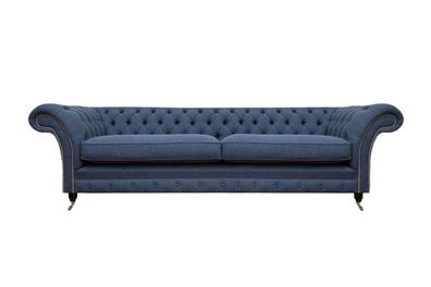 Luxus Sofa Couch Zweisitzer Blau Textil Stoff Wohnzimmer Chesterfield