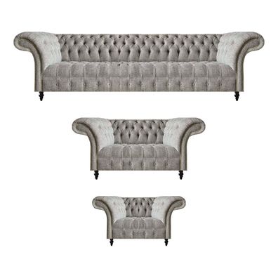 Design Möbel Set 3tlg Komplett Chesterfield Sofagarnitur Luxus Wohnzimmer
