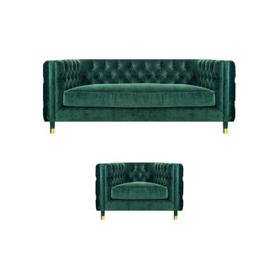 Modern Grün Design Sofa Couch Dreisitze Stoff Sessel Sofagarnitur Chesterfield
