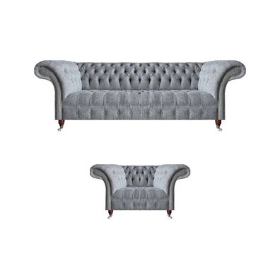 Sofagarnitur Sofa Dreisitze Couch Wohnzimmer Sessel Chesterfield Modern Design
