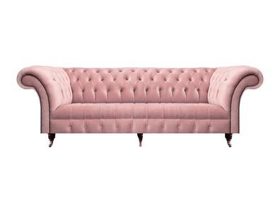 Polstermöbel Sofa Dreisitze Neu Textil Rosa Einrichtung Chesterfield Wohnzimmer