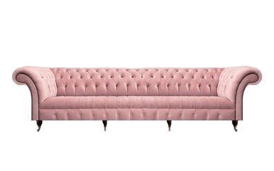 Sofa Viersitzer Couch Luxus Textil Wohnzimmer Rosa Polstermöbel Chesterfield