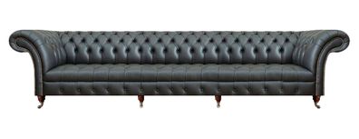 Sofa Viersitzer Couch Schwarz Leder Polstermöbel Chesterfield Einrichtung