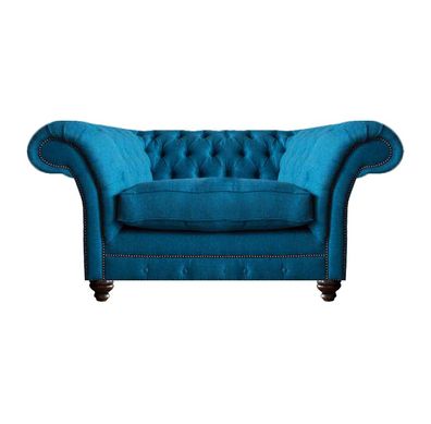 Luxus Blau Sessel Wohnzimmer Sitz Möbel Chesterfield Polstermöbel Textil Neu