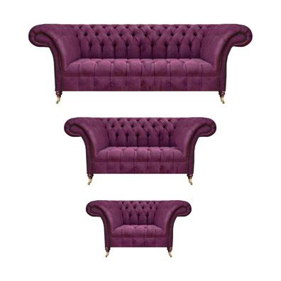Sofagarnitur Lila 3tlg Wohnzimmer Luxus Polstermöbel Einrichtung Chesterfield
