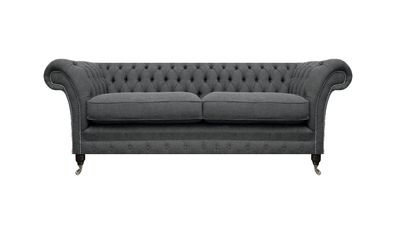 Chesterfield Wohnzimmer Sofa Zweisitzer Couch Grau Luxus Polstermöbel