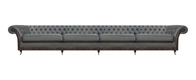 Chesterfield Grau Sofa Viersitzer Couch Polstermöbel Designer Wohnzimmer