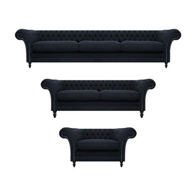 Sofagarnitur Blau Sofas Wohnzimmer Chesterfield Sessel Designer Einrichtung