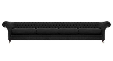 Designer Chesterfield Schwarz Sofa Viersitzer Couch Chesterfield Einrichtung