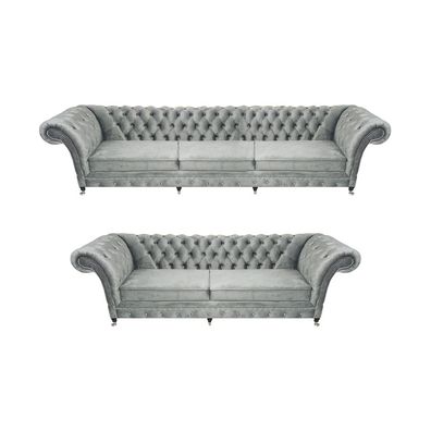 Luxus Designer Sofagarnitur Wohnzimmer Grau Wohnzimmer Polstermöbel Chesterfield