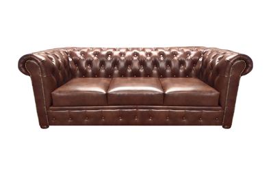 Ledersofa Sofa Dreisitze Braun Couch Einrichtung Polstermöbel Chesterfield