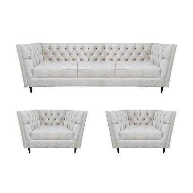 Ledersofas Polstermöbel Design Komplett 3tlg Chesterfield Wohnzimmer