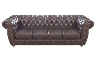 Sofa Viersitzer Braun Ledersofa Polstermöbel Luxus Einrichtung Chesterfield