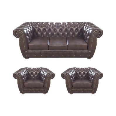 Leder Sofagarnitur Chesterfield Polstermöbel Wohnzimmer Design Sitz Möbel