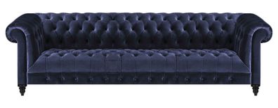 Blau Polster Textil Chesterfield Viersitzer Sofa Couch Wohnzimmer Einrichtung