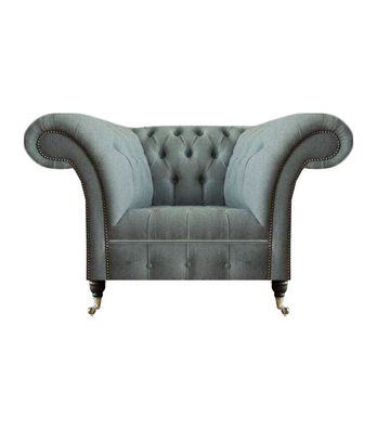 Grau Sessel Chesterfield Einrichtung Wohnzimmer Polstersessel Textil Neu