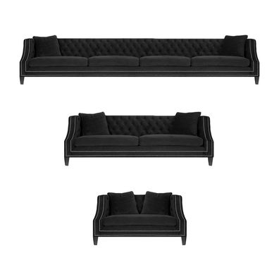 Chesterfield Schwarz Sofagarnitur Sofas Couch Wohnzimmer Sessel Neu Garnitur