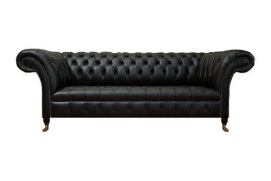 Schwarz Ledersofa Sofa Dreisitze Couch Luxus Chesterfield Designer Einrichtung