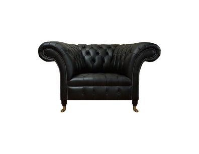 Designer Einrichtung Chesterfield Sessel Schwarz Leder Sitz Wohnzimmer