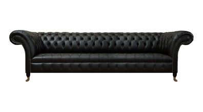 Chesterfield Wohnzimmer Sofa Viersitzer Couch Schwarz Designer Einrichtung