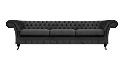 Schwarz Möbel Wohnzimmer Sofa Dreisitze Couch Chesterfield Neu Polstermöbel