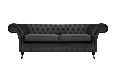Luxus Schwarz Sofa Zweisitzer Textil Couch Wohnzimmer Einrichtung Chesterfield