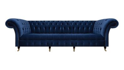 Wohnzimmer Sofa Viersitzer Couch Polstermöbel Blau Luxus Chesterfield