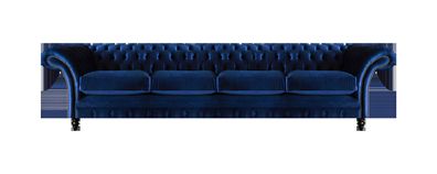 Luxus Design Chesterfield Viersitzer Sofa Blau Couch Einrichtung Wohnzimmer