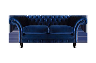 Wohnzimmer Sofas Couch Zweisitzer Einrichtung Blau Chesterfield Neu