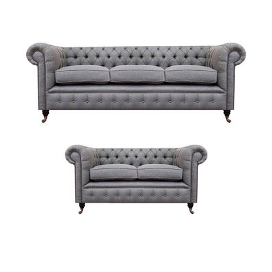 Chesterfield Design Luxus Polster Sofa Couch Sitz Garnitur Textil Sofagarnitur