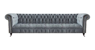 Chesterfield Luxus Viersitzer Grau Sofa Couch Wohnzimmer Einrichtung