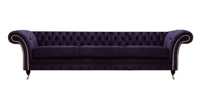 Design Chesterfield Wohnzimmer Dreisitzer Sofa Couch Lila Polstermöbel