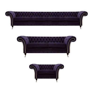 Luxus Sofa Garnitur Lila Design Chesterfield Polstermöbel Wohnzimmer