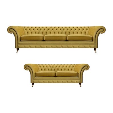 Wohnzimmer Modern Chesterfield Dreisitzer mit Zweisitzer Sofas Sofagarnitur