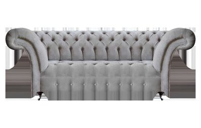 Modern Wohnzimmer Dreisitzer Sofa Polsteritz Grau Couch Chesterfield