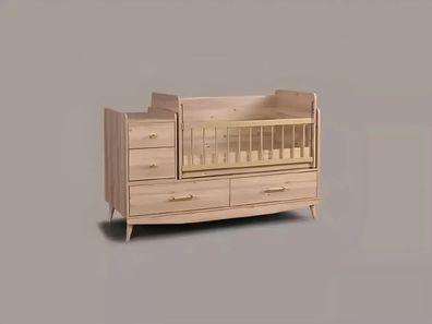 Kinderbett Säugling Baby Betten Kleinkind Bett Holzbett Braun mit Regalen