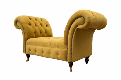 Chesterfield Bank Hocker Polsterbank Ottomane Sitzhocker Gelb Beistell