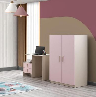 Modern Kinderzimmer Set Kleiderschrank Schreibtisch Nachttisch Rosa Top-Qualität