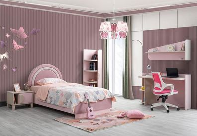 Kinderzimmer Set Modern Kinderbett Nachttisch Buecherregal Schreibtisch rosa