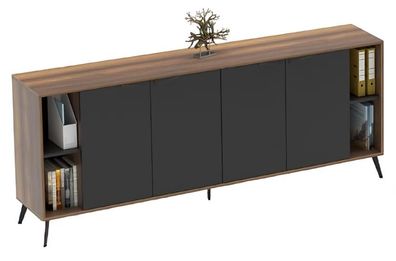 Sideboard Kommode Büroschrank Aktenregal Arbeitszimmer Braun Schwarz