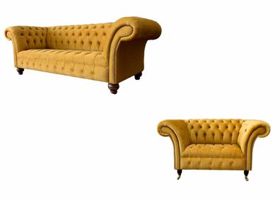 Chesterfield Sofagarnitur 2 + 1 Sitzer Design Polster Modern Garnitur
