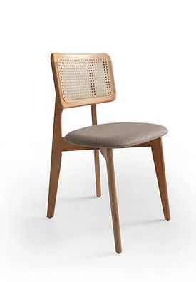 Esszimmerstuhl Küchenstuhl Essstuhl mit Rattenoptik Gepolsterter Sitz