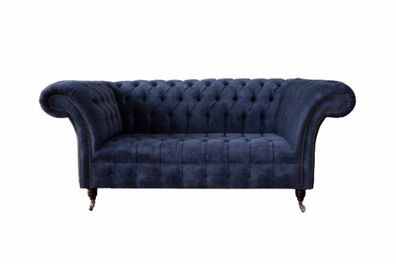 Chesterfield Design Sofa Couch 2 Sitzer Polster Blau Sofas Couchen Neu